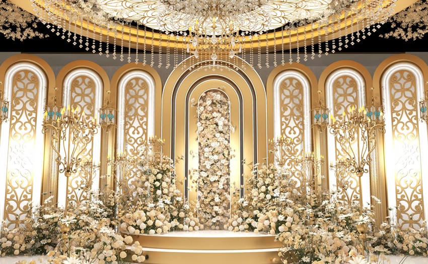 庆元香槟色调婚礼堂效果展示